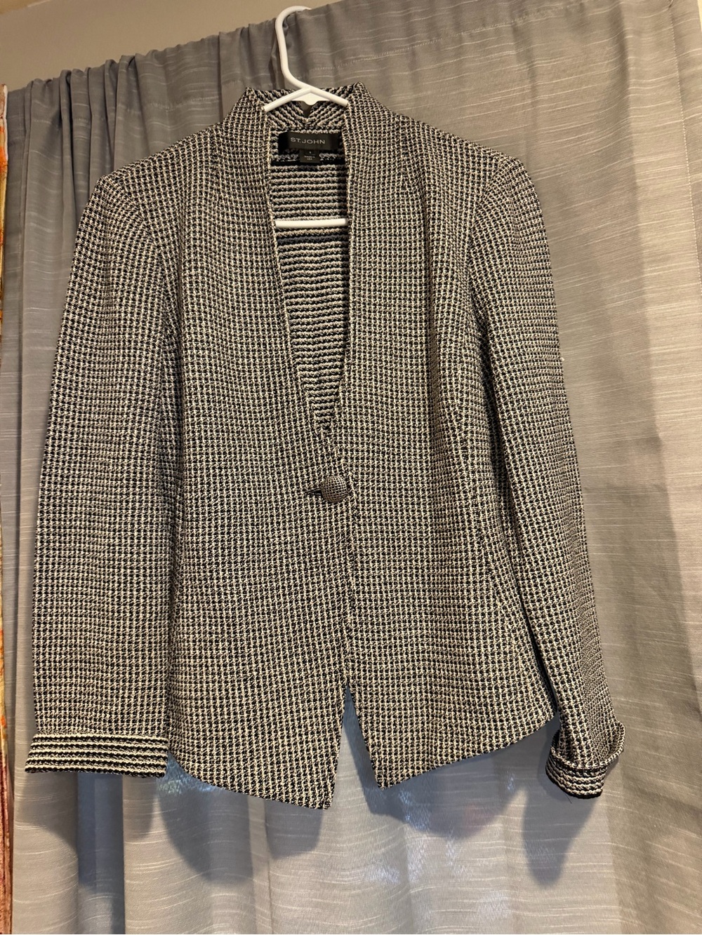 St. John Black and White Textured Knit Jacket